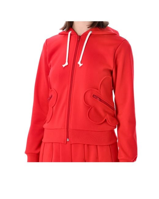 Comme des Garçons Red Comme Des Garçons Girl Appliqué Zip-Up Hoodie