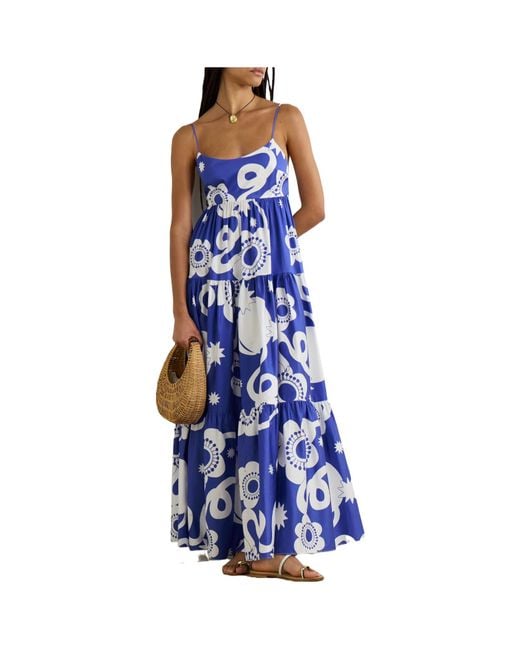 Borgo De Nor Blue Extra Long Printed Dress