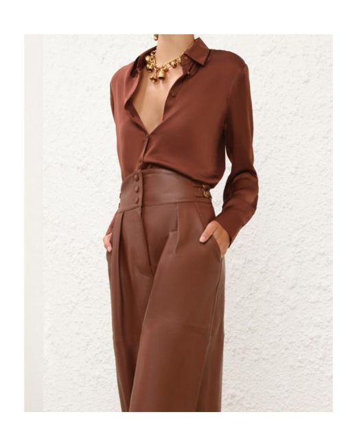 Zimmermann Brown Hypnotic Satin Shirt