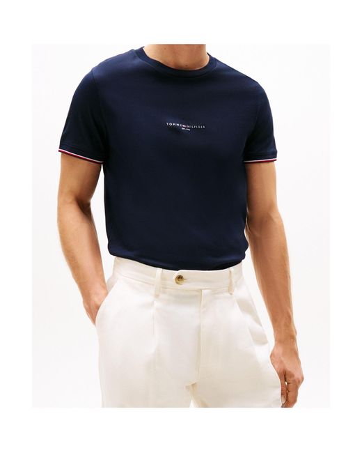 Tommy Hilfiger Blue Logo Short Sleeve T-Shirt for men