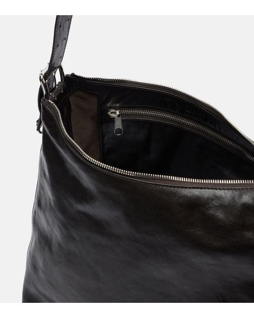 Lemaire Black Small Belted Leather Tote Bag