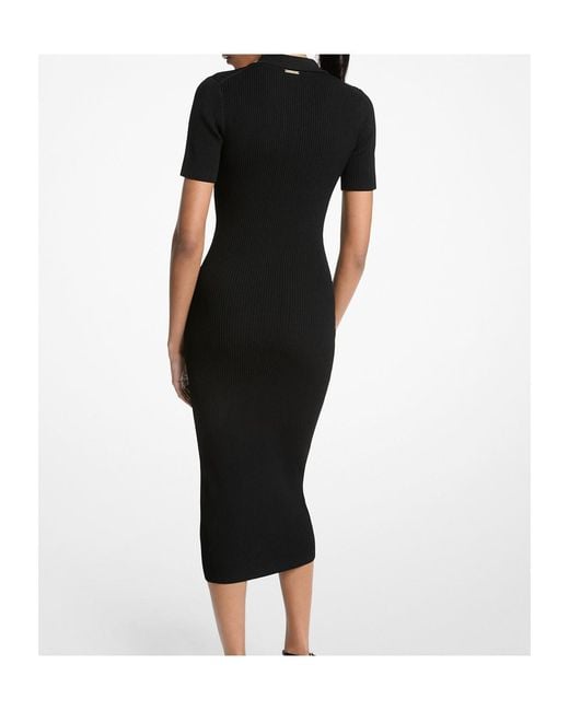 Michael Kors Black Ribbed Polo Dress