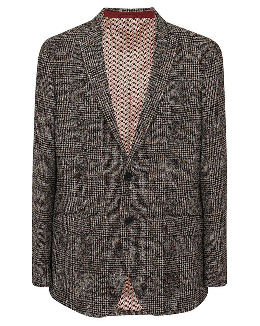 Etro Brown Single-Breasted Checked Blazer for men