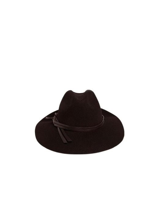 Golden Goose Deluxe Brand Brown Curved Wide Brim Fedora Hat for men