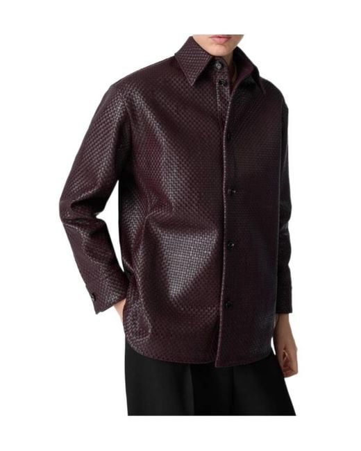 Bottega Veneta Red Mini Intrecciato Leather Shirt