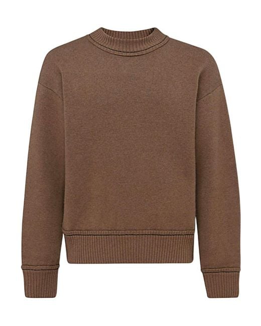 Sacai Brown Crew-Neck Logo-Plaque Jumper for men