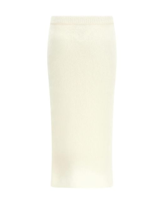 Alessandra Rich White Button-Up Knitted Skirt