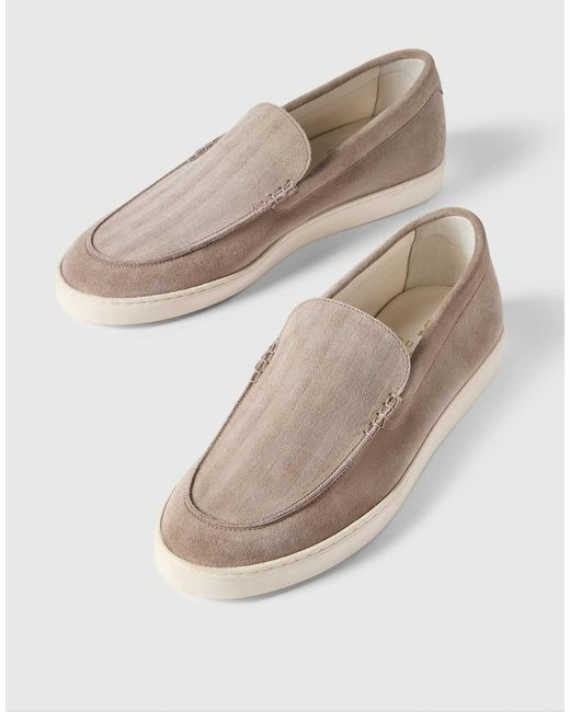 Brunello Cucinelli Multicolor Chevron-Effect Suede Loafer Sneakers for men