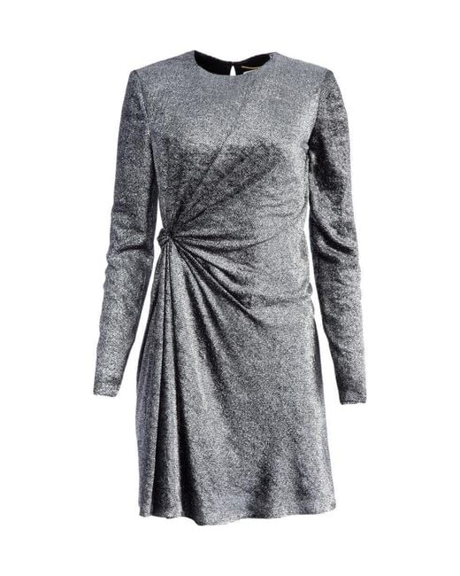 Saint Laurent Gray Gathered Front Mini Dress