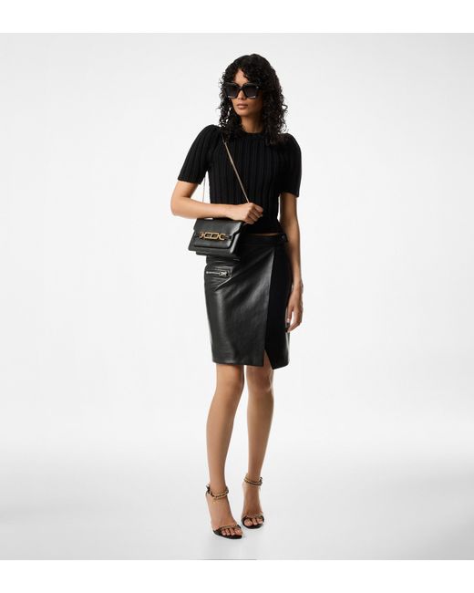 Tom Ford Black Whitney Logo Plaque Small Shoulder Bag