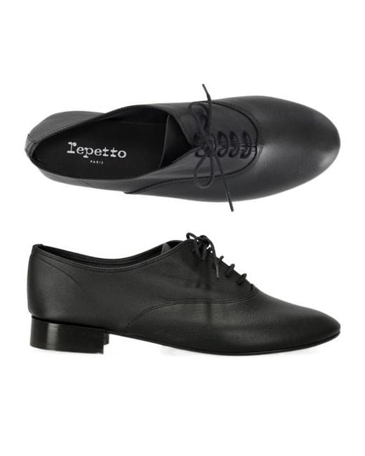 Repetto Black Round-Headed Oxfords