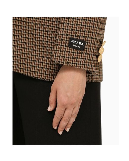 Prada Brown Houndstooth Suit Coat