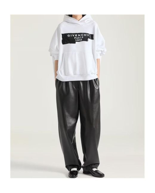 Givenchy White Logo Printed Drawstring Hoodie