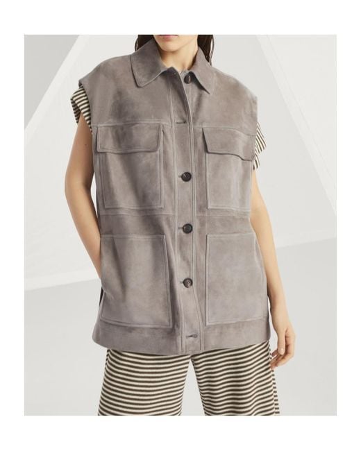 Brunello Cucinelli Gray Embellished Four-Pocket Vest