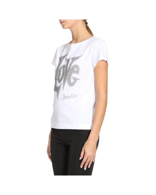 Moschino White Round-Necked Logo T-Shirt