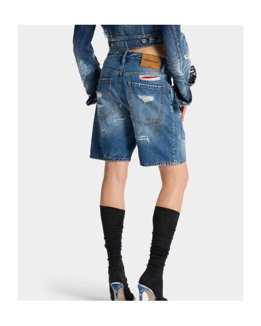 DSquared² Blue Belt-Loop Denim Shorts
