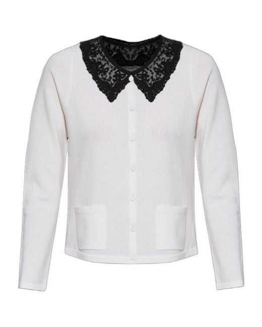 LoveShackFancy White Lace-Collar Cardigan