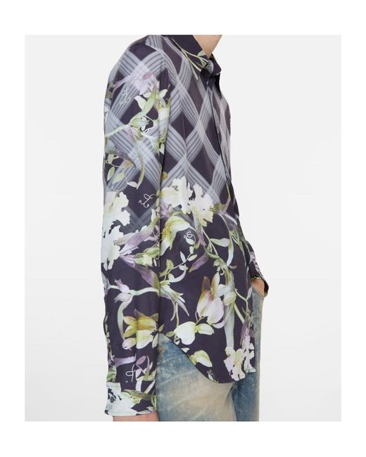 Acne Blue Floral-Print Shirt for men