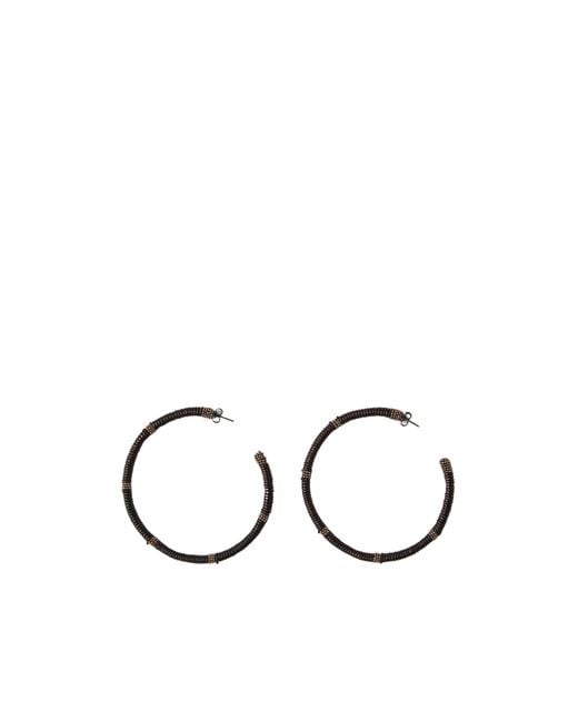 Brunello Cucinelli Metallic Monili-Embellished Hoop Earrings