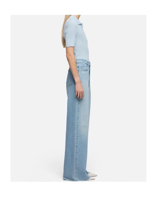 7 For All Mankind Blue Flared Contrast Panel Jeans