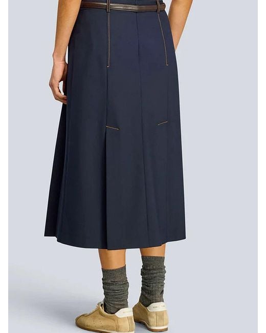 Semicouture Blue Pleated Midi Skirt