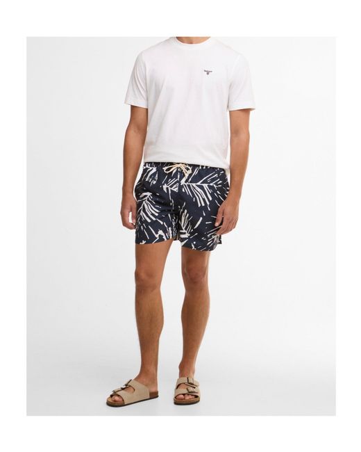Barbour Blue Printed Swim Trunks for men