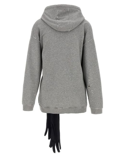MM6 by Maison Margiela Gray Tie Detailed Hooded Mini Dress
