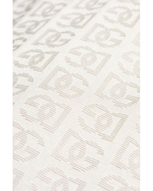 Dolce & Gabbana White Dg Logo Jacquard Knitted Polo Shirt for men