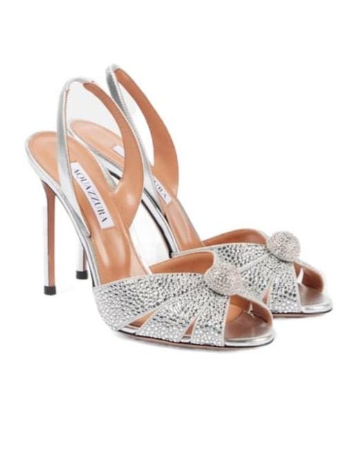 Aquazzura Pink Fully Rhinestone Heeled Sandals