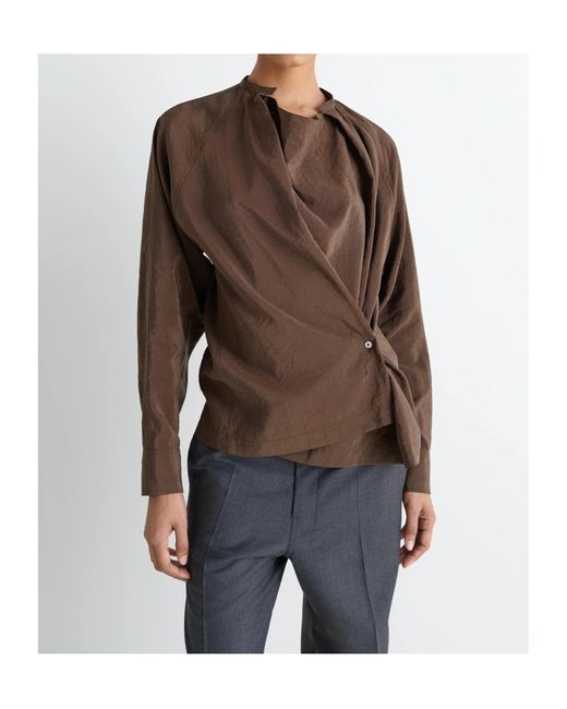 Lemaire Brown Twisted Pleat Blouse
