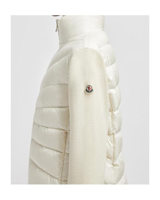 Moncler White Logo Patch Zip-Up Jacket