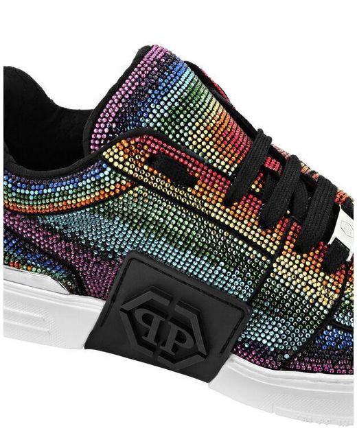 Philipp Plein Green Strass Hexagon Lo-Top Sneakers for men