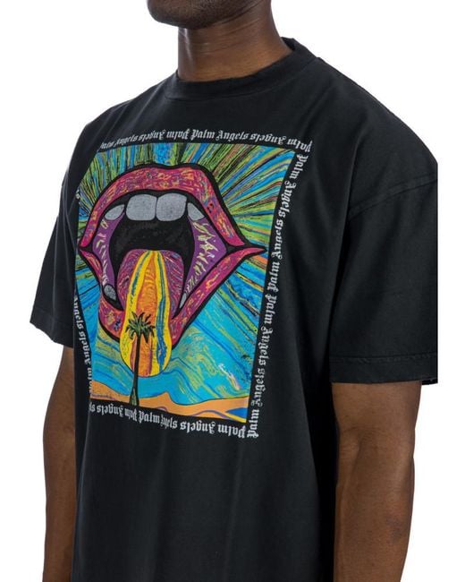 Palm Angels Multicolor Crazy Mouth Straight Hem T-Shirt for men