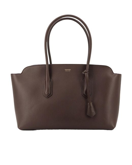 Tom Ford Brown Logo Stamp Large Shoulder Bag