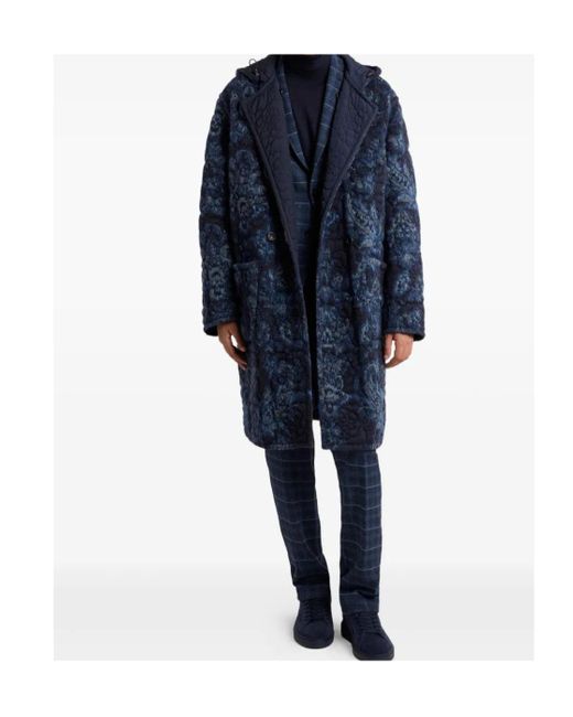 Etro Blue Check Jersey Trousers for men