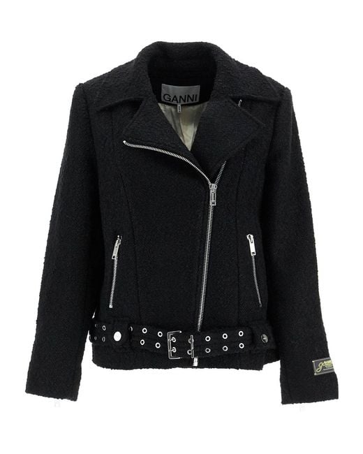 Ganni Black Zipped Biker Jacket
