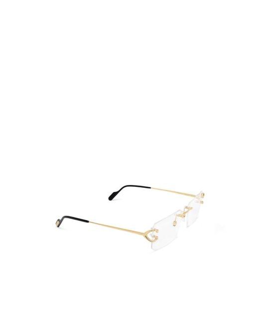Cartier White Rimless Rectangular Glasses for men