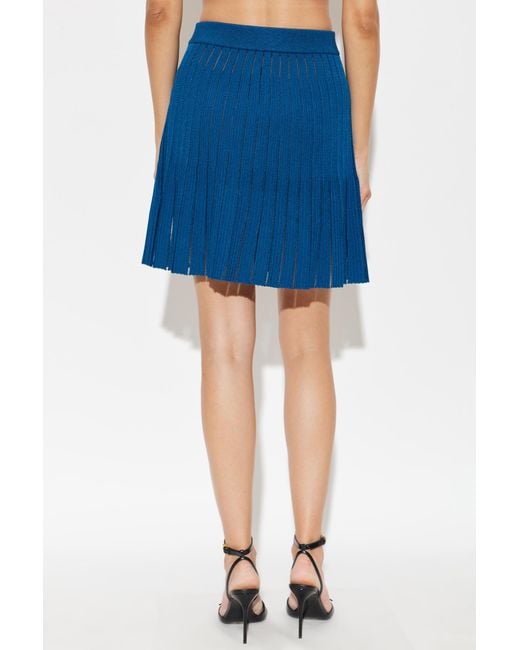 Balmain Blue Elastic Waist Midi Skirt