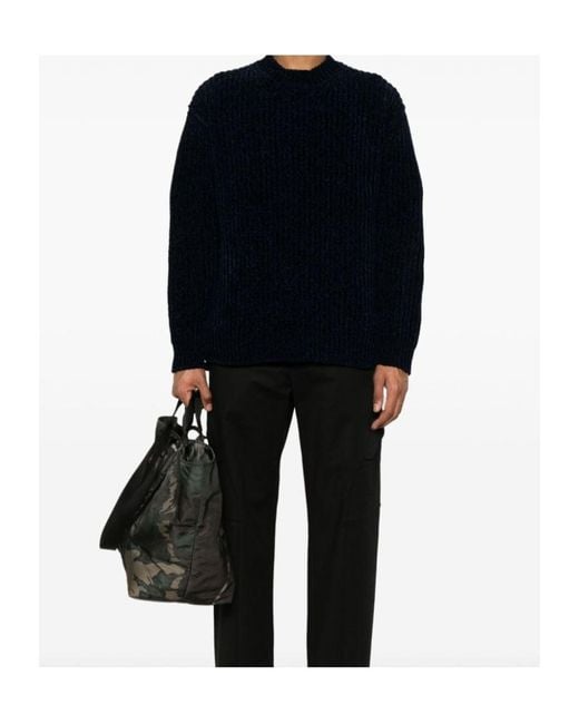 Junya Watanabe Blue Crewneck Knitted Jumper for men