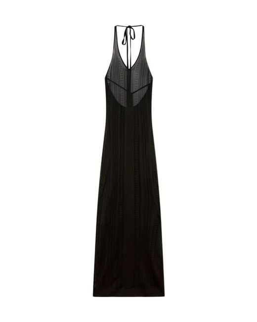 Donde Esteban Black Guayabera Knitted Maxi Dress
