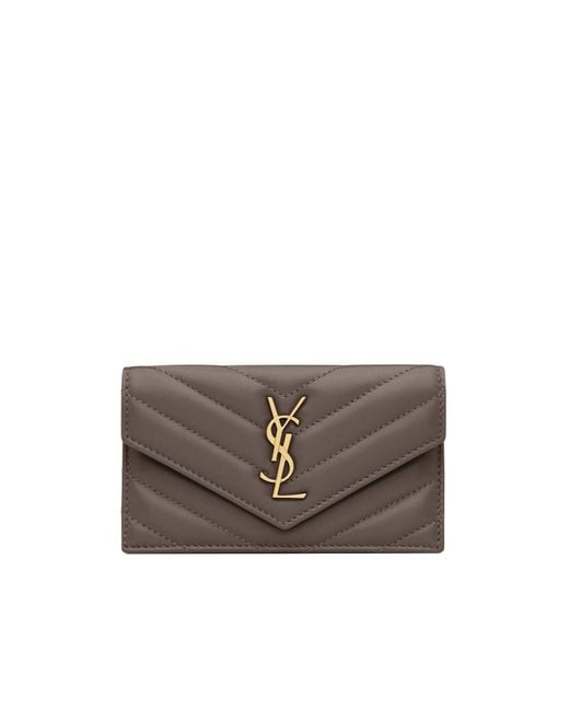 Saint Laurent Gray Cassandre Matelassé Leather Wallet
