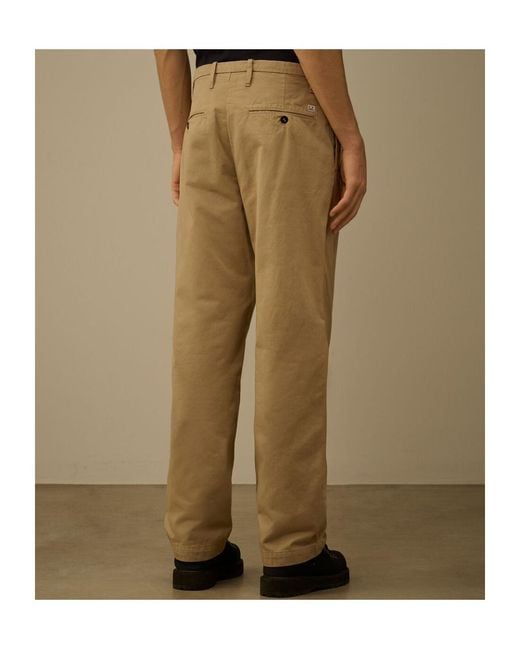 C P Company Natural Pleated Straight-Leg Trousers for men