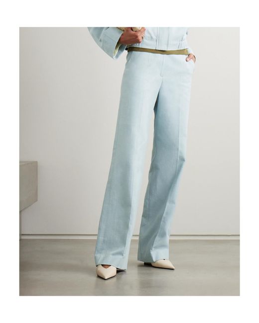 Loulou de Saison Blue Zora Wide-Leg Casual Pants
