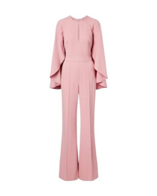 Elie Saab Pink Caped Cady Jumpsuit