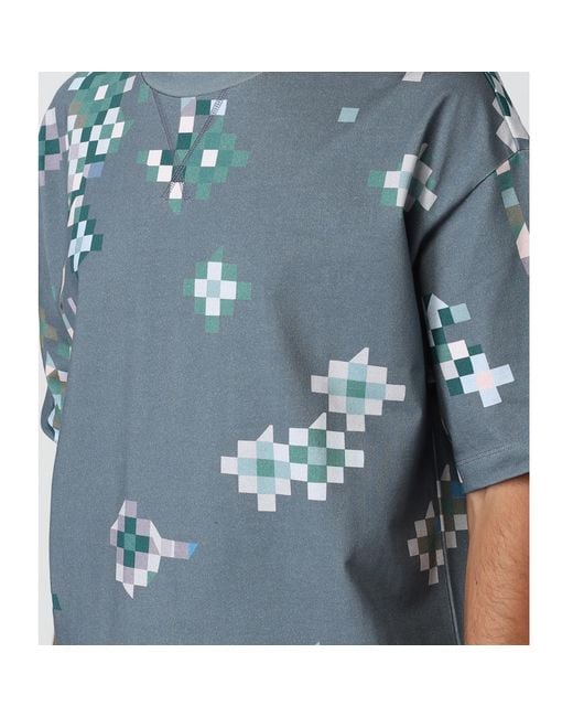 Emporio Armani Blue Geometric-Print Cotton T-Shirt for men
