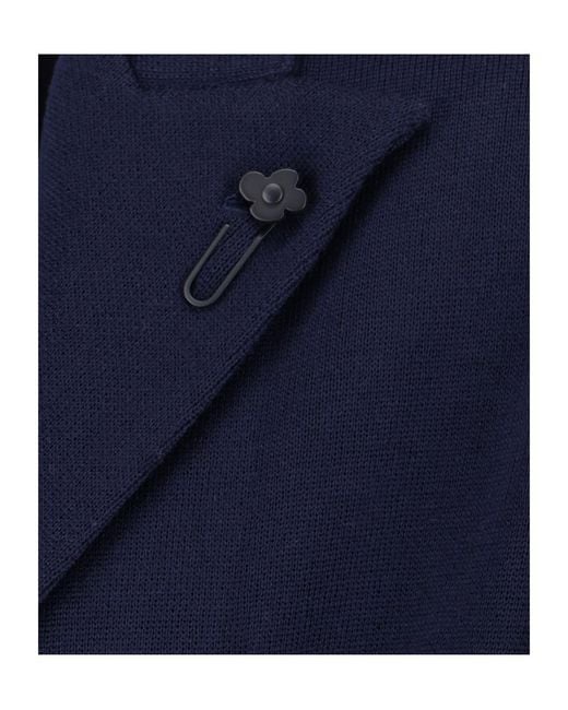 Lardini Blue Double-Breasted Patch-Pocket Jacket for men