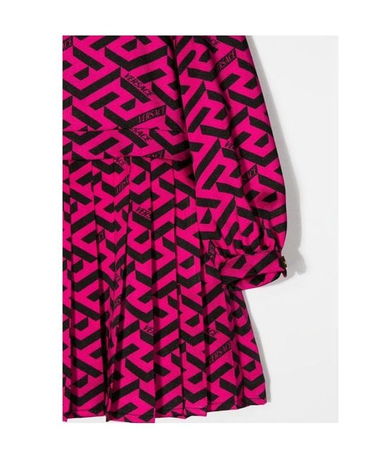 Versace Pink All-Over Monogram-Pattern Print Dress
