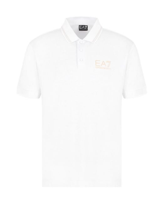 EA7 White Logo Short-Sleeve Polo Shirt for men