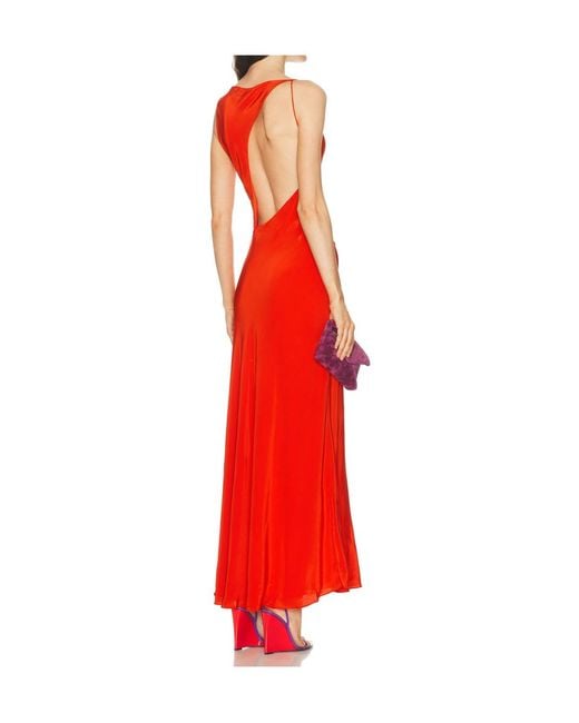 Staud Red Hollow-Out Dress
