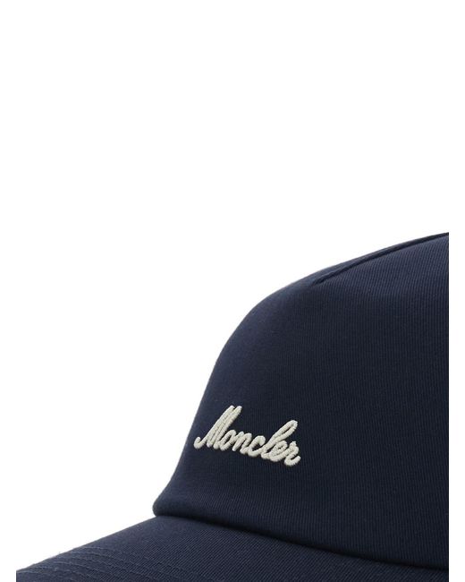 Moncler Blue Logo Embroidered Baseball Cap for men